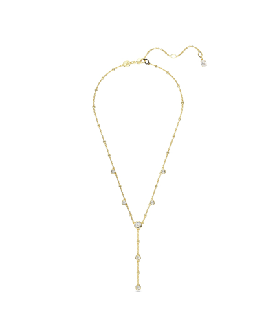 Swarovski Round Cut, Scattered Design, White, Gold-tone Imber Y Necklace In Gold