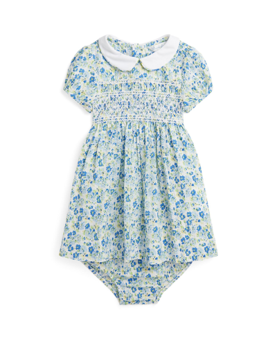 Shop Polo Ralph Lauren Baby Girls Floral Cotton Seersucker Dress In Alma Floral