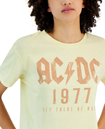 Shop Grayson Threads, The Label Juniors' Ac/dc 1977 Print Graphic T-shirt In Yellow