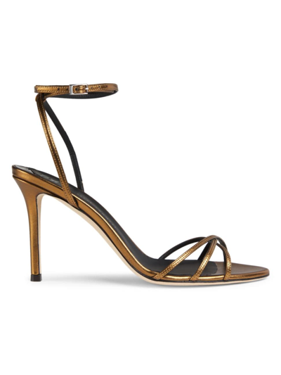 Shop Giuseppe Zanotti Women's 90mm Metallic Leather Sandals In Copper
