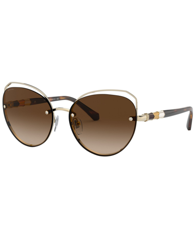 Shop Bvlgari Women's Sunglasses, Bv6136b59-y In Pale Gold,brown Gradient
