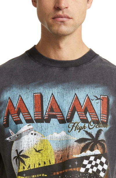 Shop Alpha Collective Miami Racing Cotton Graphic T-shirt In Vintage Black