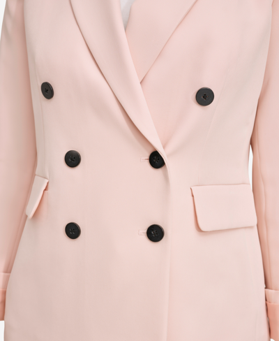 Shop Dkny Petite Double Breasted Blazer In Pale Blush