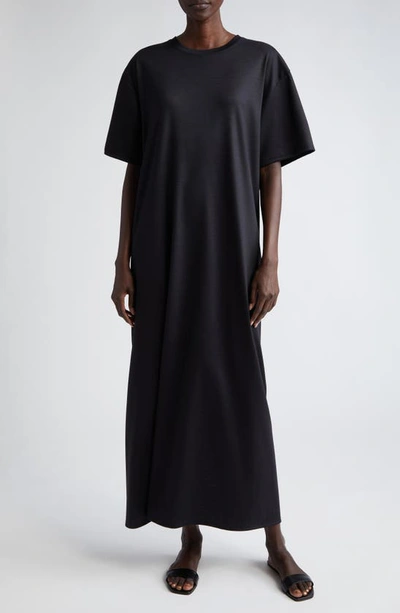 Shop The Row Amo Relaxed Wool Maxi T-shirt Dress In Black