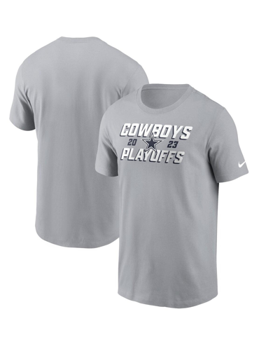 Shop Nike Men's  Gray Dallas Cowboys 2023 Nfl Playoffs Iconic T-shirt