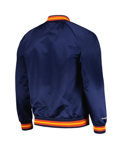 Mitchell & Ness Navy Golden State Warriors Hardwood Classics  Throwback Wordmark Raglan Full-snap Ja In Navy