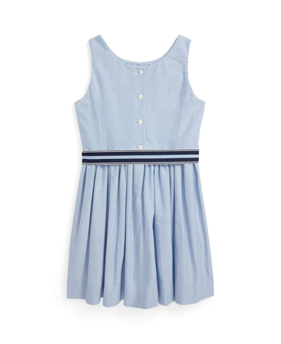 Polo Ralph Lauren Big Girls Cotton Oxford Dress In Blue Hyacinth