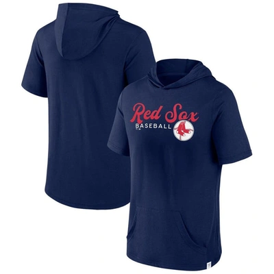 Shop Fanatics Branded Navy Boston Red Sox Offensive Strategy Short Sleeve Pullover Hoodie
