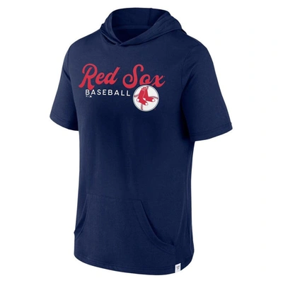 Shop Fanatics Branded Navy Boston Red Sox Offensive Strategy Short Sleeve Pullover Hoodie