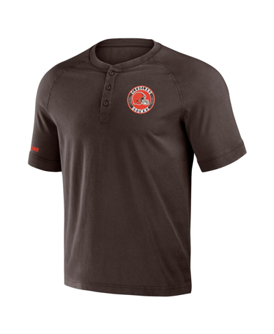 Fanatics Men's Nfl X Darius Rucker Collection By  Brown Cleveland Browns Washed Raglan Henley T-shirt In Brown