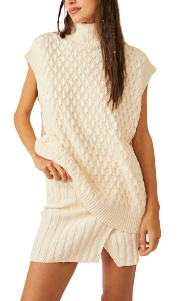 Shop Free People Rosemary Cotton Blend Sweater & Miniskirt Set In Cheesecake