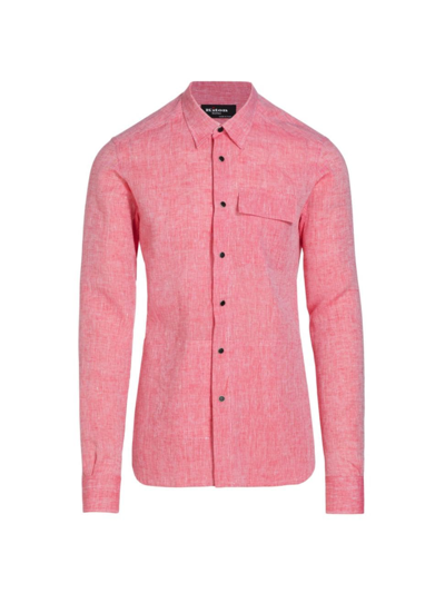 Shop Kiton Men's Buba Linen Button-front Shirt In Fuchsia