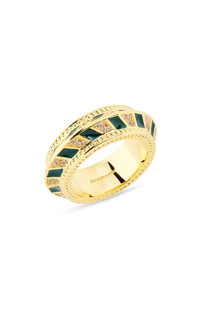Shop Zimmermann Zimmemorabilia Band Ring In Gold/ Green