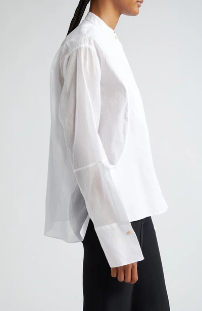 Shop Jil Sander Boxy Cuff Detail Button-up Shirt In 100 Optic White