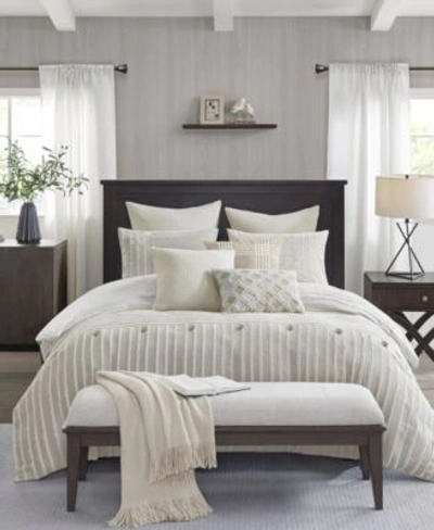 Shop Madison Park Signature Essence Oversized Cotton Clipped Jacquard Comforter Sets In Ivory