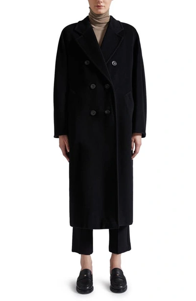 Shop Max Mara Madame Double Breasted Wool & Cashmere Coat In Black