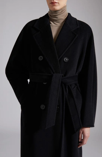 Shop Max Mara Madame Double Breasted Wool & Cashmere Coat In Black