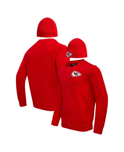 Shop Pro Standard Men's  Red Kansas City Chiefs Crewneck Pullover Sweater And Cuffed Knit Hat Box Gift Set