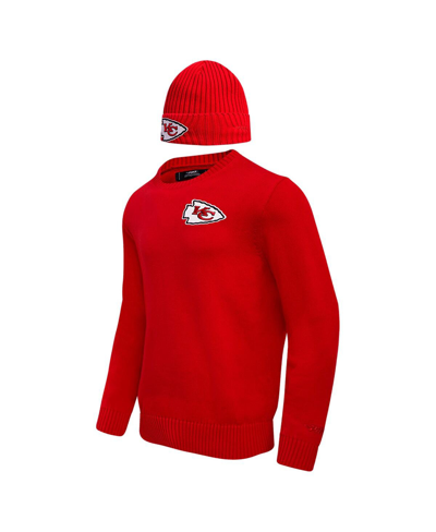 Pro Standard Men's  Red Kansas City Chiefs Crewneck Pullover Sweater And Cuffed Knit Hat Box Gift Set In Red