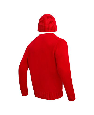 Pro Standard Men's  Red Kansas City Chiefs Crewneck Pullover Sweater And Cuffed Knit Hat Box Gift Set In Red