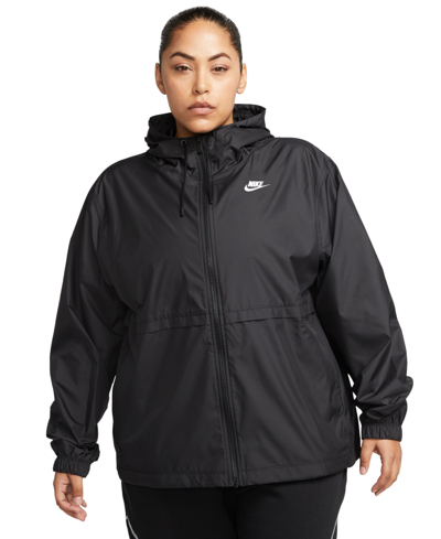 Shop Nike Plus Size Sportswear Essential Repel Woven Jacket In Black
