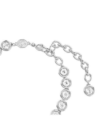 Swarovski Round Cut, White, Rhodium Plated Imber Tennis Bracelet In Silver