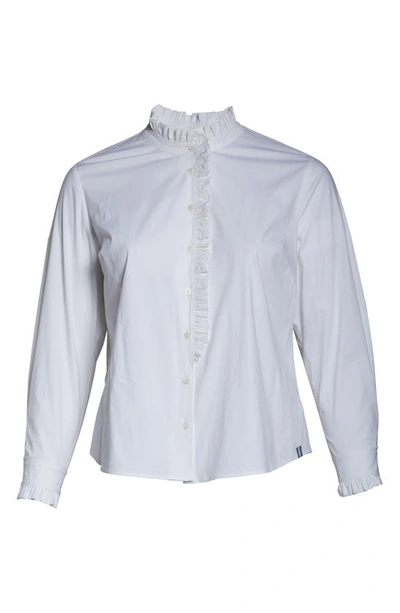 Shop Court & Rowe Ruffle Placket Poplin Shirt In Ultra White