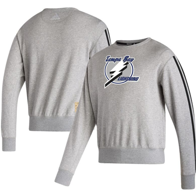 Shop Adidas Originals Adidas Heathered Gray Tampa Bay Lightning Team Classics Vintage Pullover Sweatshirt In Heather Gray