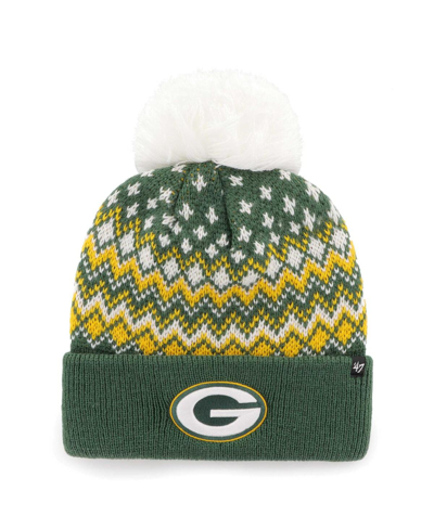 Shop 47 Brand Women's ' Green Green Bay Packers Elsa Cuffed Knit Hat With Pom