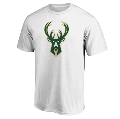 Shop Fanatics Branded White Milwaukee Bucks Primary Team Logo T-shirt