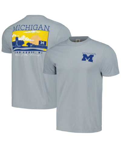 Shop Image One Men's Gray Michigan Wolverines Campus Scene Comfort Colors T-shirt