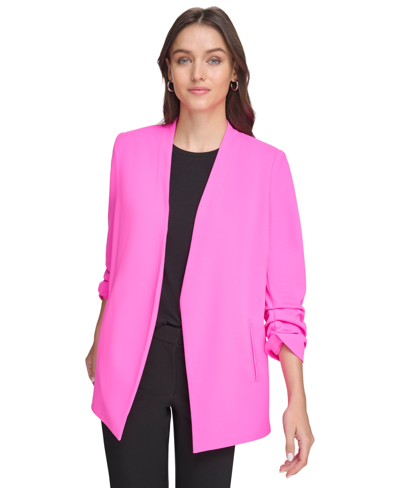 Shop Dkny Essential Open Front Jacket In Shocking Pink