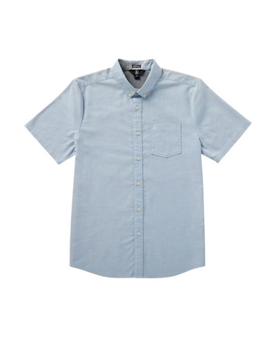 Shop Volcom Men's Everett Oxford Short Sleeve Shirt In Wrecked Indigo