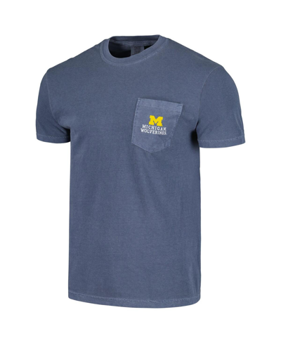 Shop Image One Men's Navy Michigan Wolverines Striped Sky Comfort Colors Pocket T-shirt