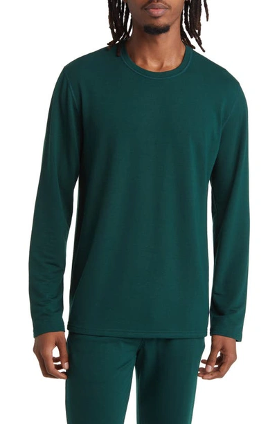 Shop Polo Ralph Lauren Long Sleeve Pajama T-shirt In Hunt Club Green