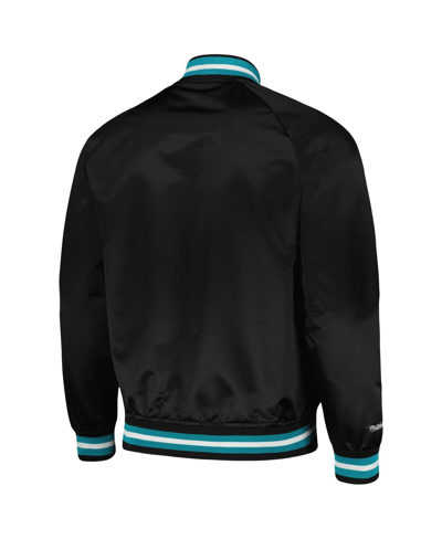 Mitchell & Ness Black Charlotte Hornets Hardwood Classics  Throwback Wordmark Raglan Full-snap Jacke In Black