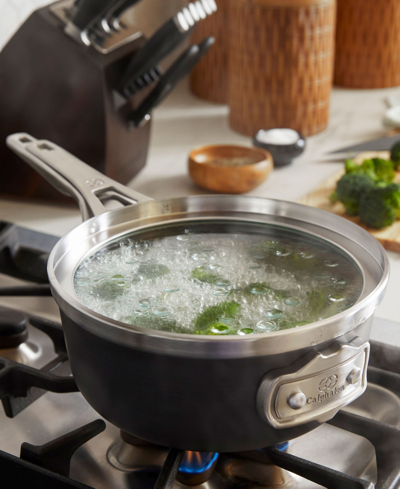 Calphalon Premier Space-saving Hard-anodized Nonstick 1.5-quart Sauce Pan With Lid In Black,stainless Steel