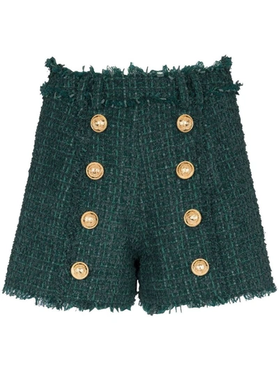 Shop Balmain Shorts In Green