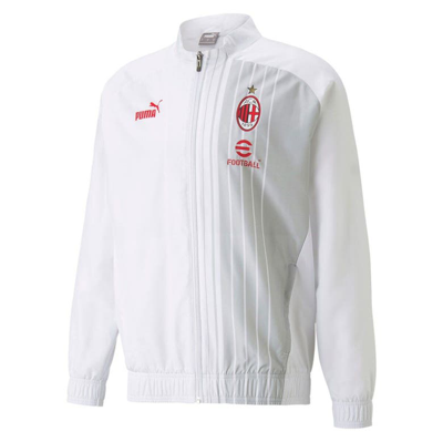 Shop Puma White Ac Milan 2022/23 Pre-match Full-zip Jacket