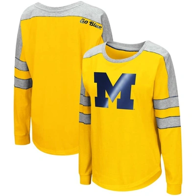 Shop Colosseum Maize Michigan Wolverines Trey Dolman Long Sleeve T-shirt