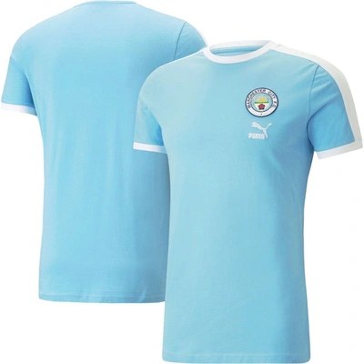 Shop Puma Sky Blue Manchester City Ftblheritage T-shirt In Light Blue