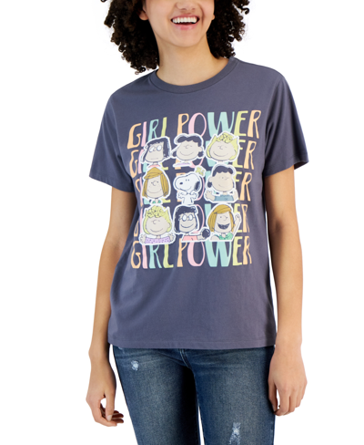 Shop Grayson Threads, The Label Juniors' Peanuts Girl Power Graphic T-shirt In Turbulence