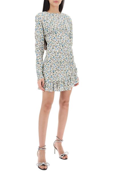 Shop Alessandra Rich Draped Mini Dress With Floral Pattern In Neutro
