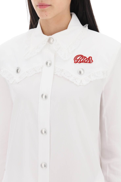Shop Alessandra Rich Logo Patch Mini Dress In White