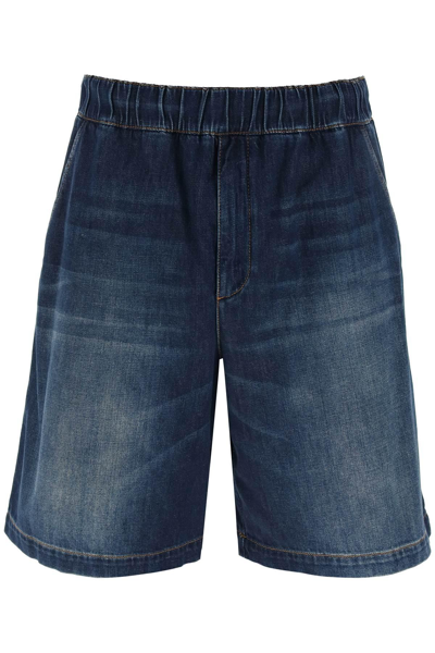 Shop Valentino Light Denim Shorts In Blue