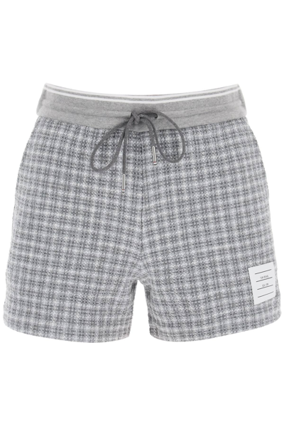 Thom Browne Cotton Tweed Drawstring Shorts In Grey