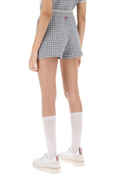 Shop Thom Browne Check Tweed Sweatshorts In Grey