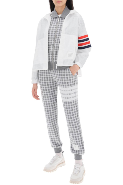 Shop Thom Browne 4-bar Joggers In Check Knit In Grey