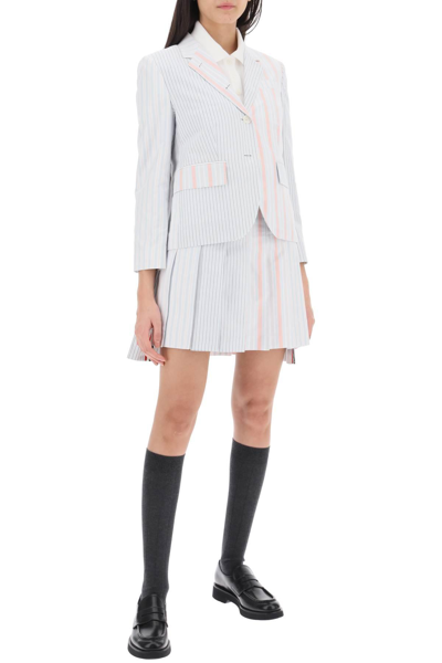 Shop Thom Browne Funmix Striped Oxford Mini Skirt In Multicolor,neutro