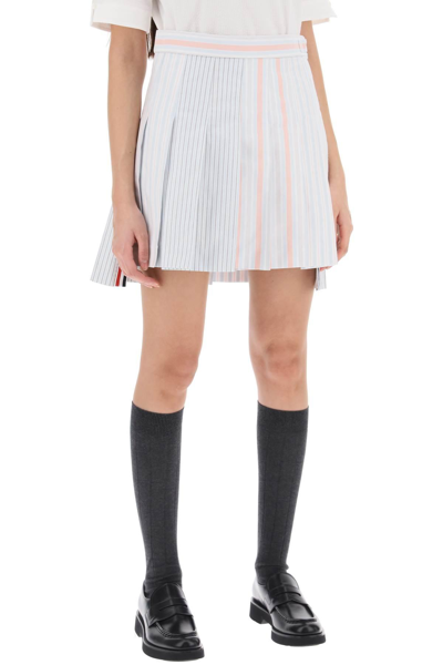 Shop Thom Browne Funmix Striped Oxford Mini Skirt In Multicolor,neutro